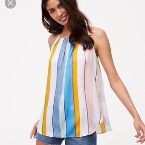 LOFT striped halter top, size small, Flowy, pastel colors blue pink yellow white